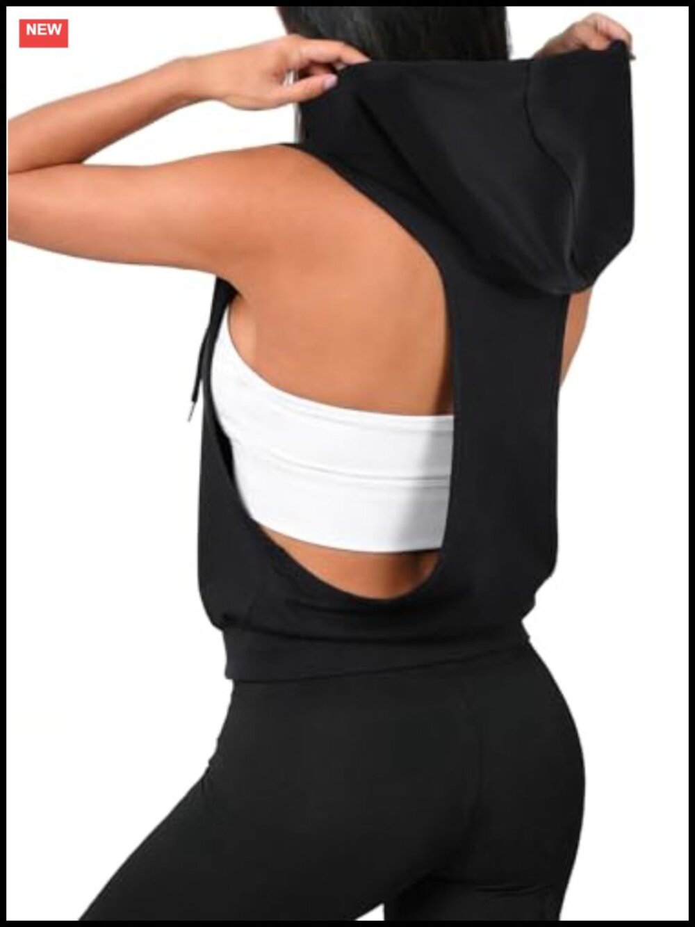 Sleeveless Hooded Crop Tank Top Racerback Workout Women's Pullover